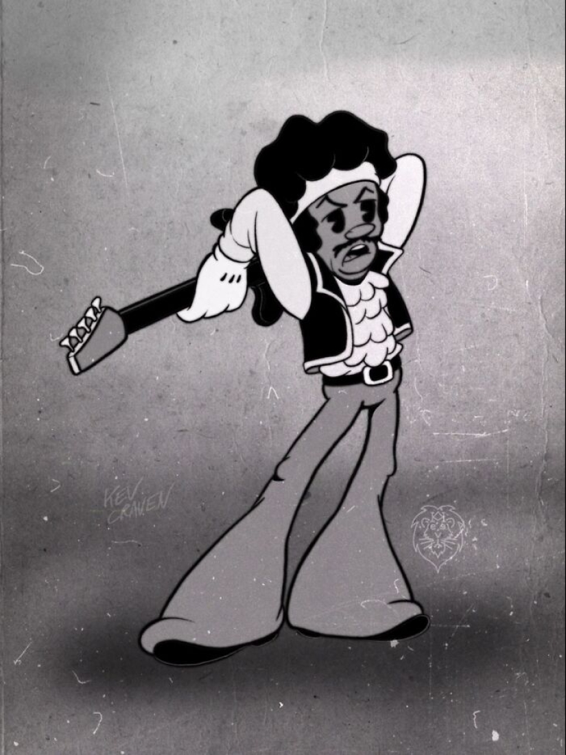 10 estrellas de rock reinventadas como personajes de dibujos animados de la década de 1930 dibujados por este artista