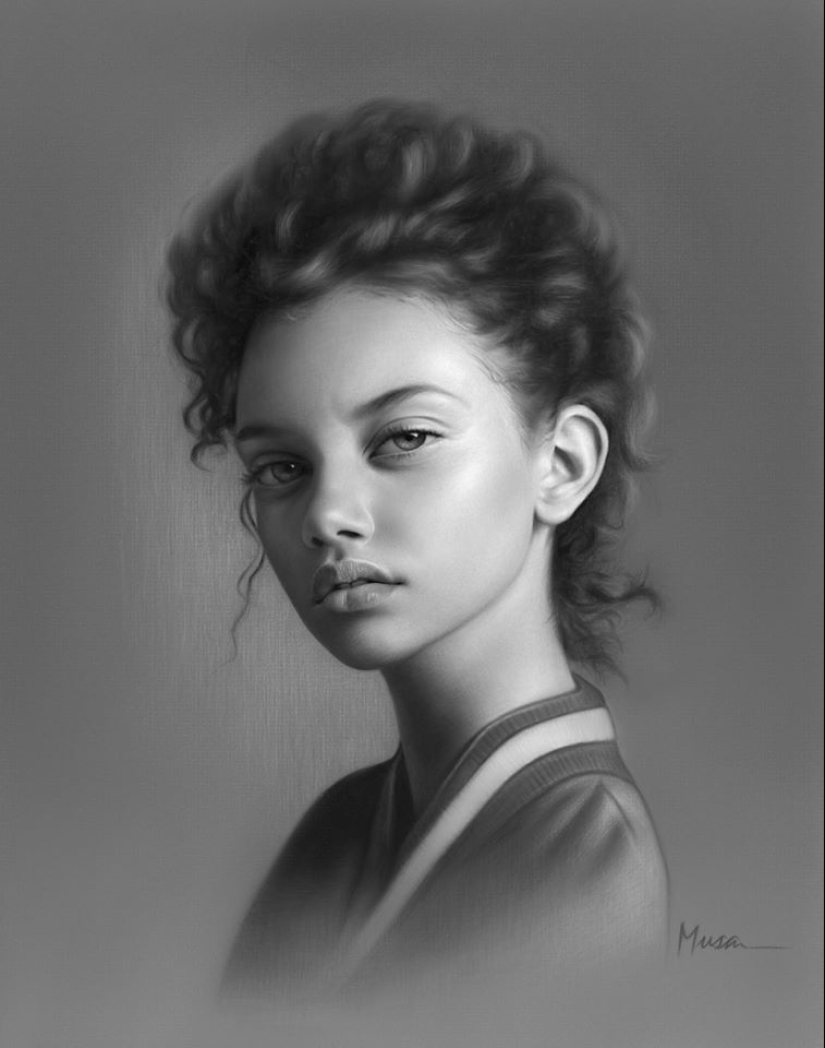 12 beautiful girls in Hyper-realistic pencil portraits from Musa Celik