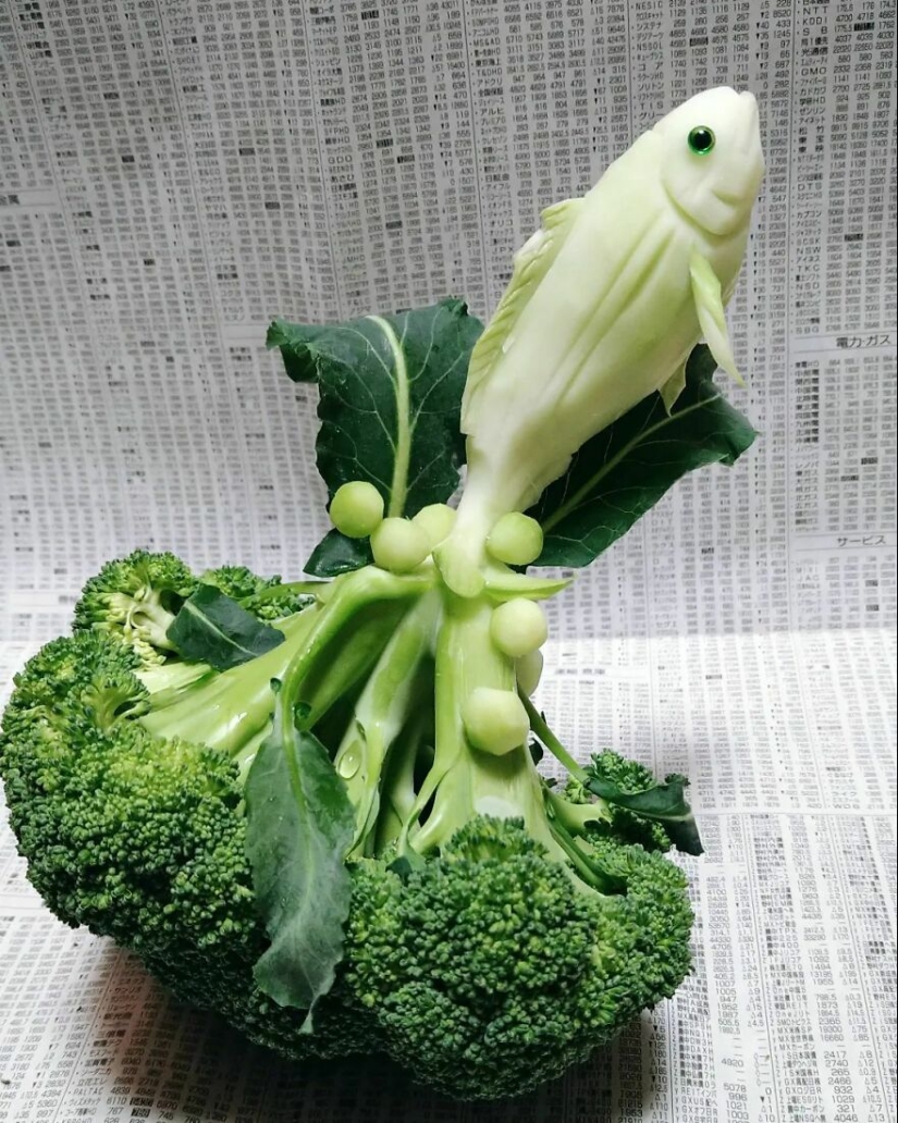 13 obras de arte delicadas e intrincadas talladas en verduras y frutas por Gaku