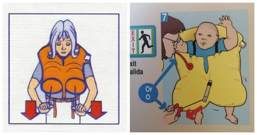 15 clumsy safety cards from airplanes in which artists didn't even try