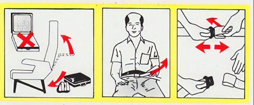 15 clumsy safety cards from airplanes in which artists didn't even try