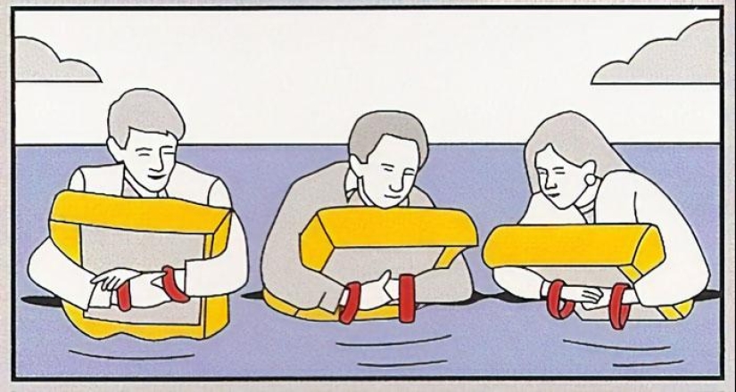 15 clumsy safety cards from airplanes in which artists didn't even try