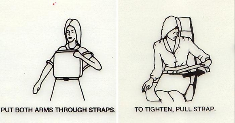 15 clumsy safety cards from airplanes in which artists didn't even try