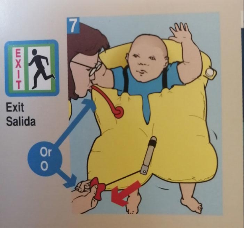 15 clumsy safety cards from airplanes in which artists didn't even try