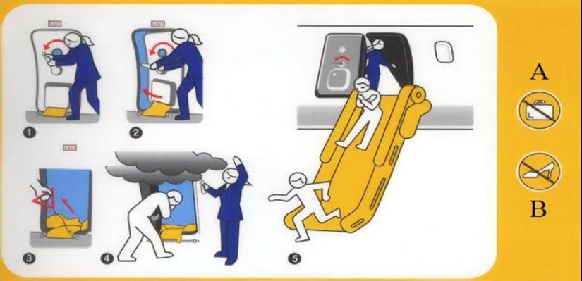 15 clumsy safety cards from airplanes in which artists didn't even try