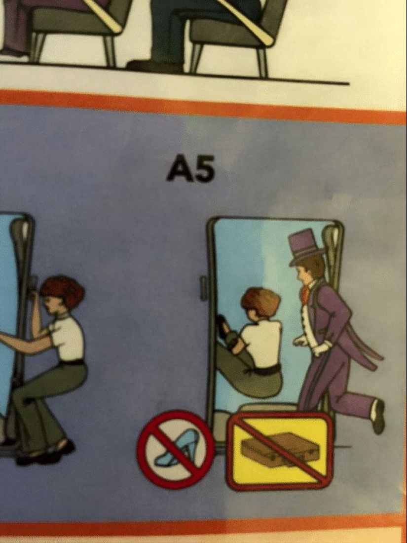 15 clumsy safety cards from airplanes in which artists didn't even try