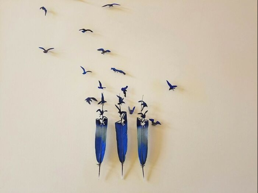 15 Delicate Artworks Made From Hard-Carving Feathers By This Artist