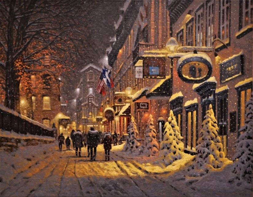 16 cozy snow paintings, which give warmth