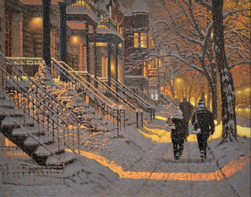 16 cozy snow paintings, which give warmth