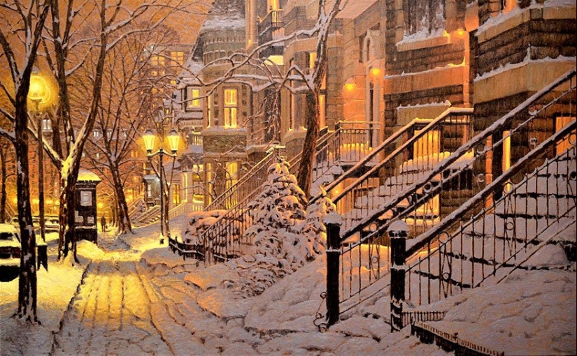 16 cozy snow paintings, which give warmth