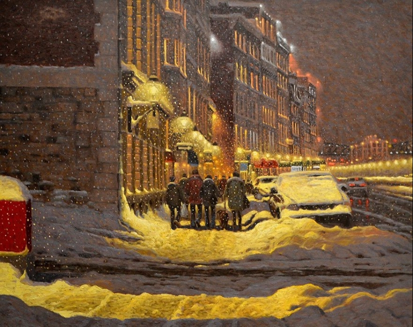 16 cozy snow paintings, which give warmth