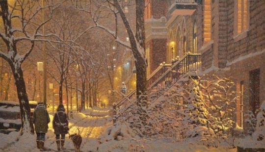 16 cozy snow paintings, which give warmth