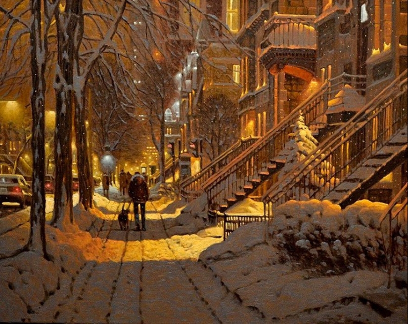 16 cozy snow paintings, which give warmth