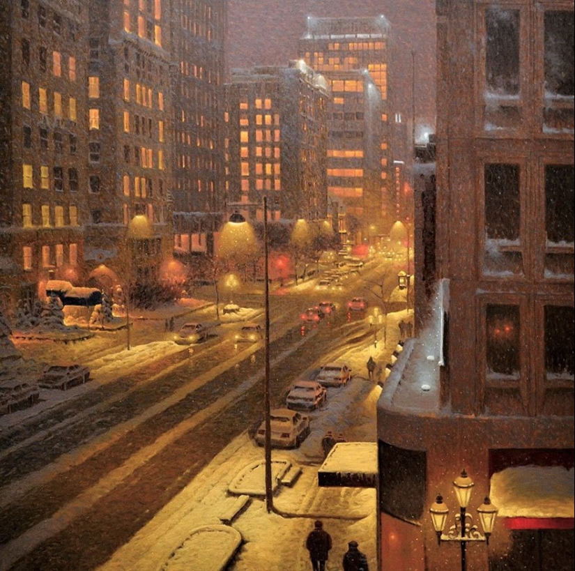 16 cozy snow paintings, which give warmth