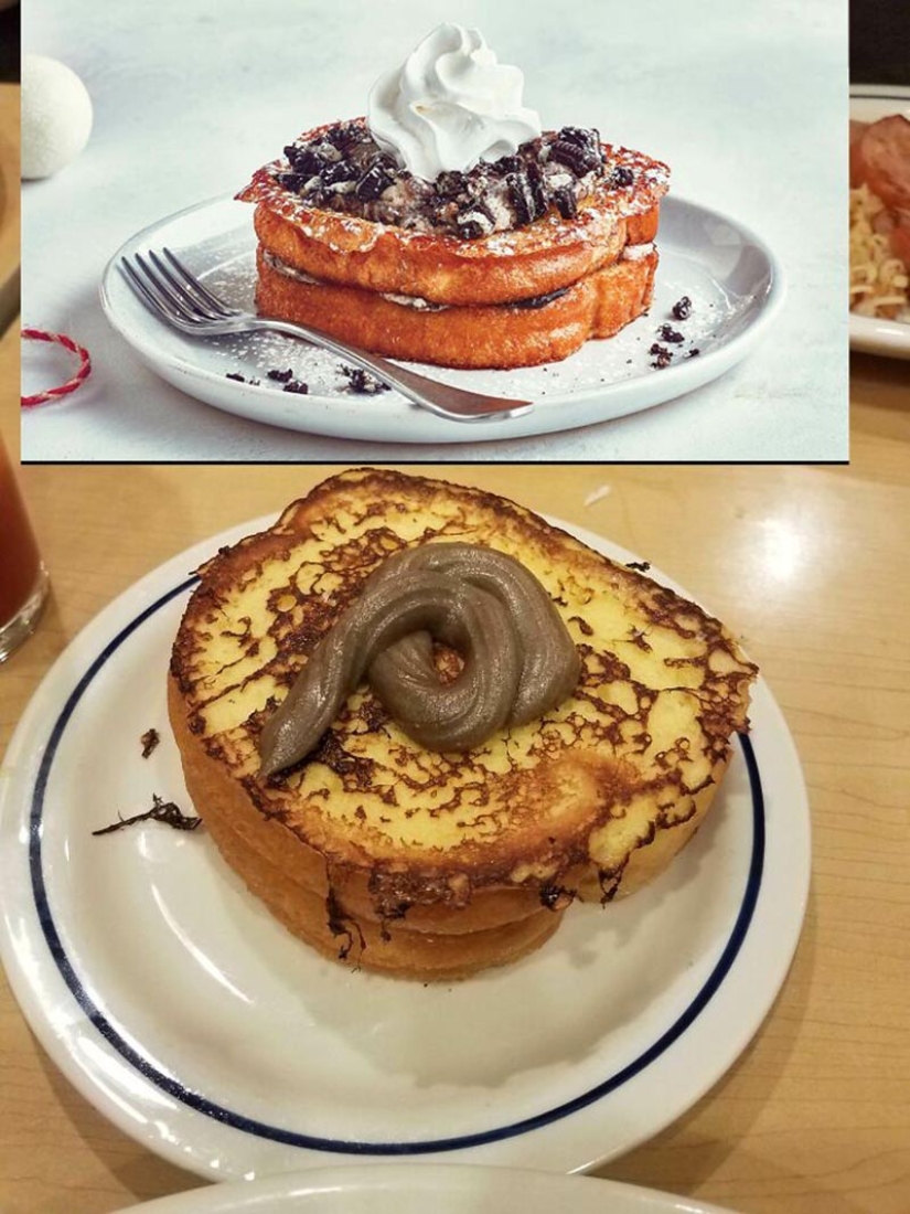 20 disappointments when the food served did not meet expectations