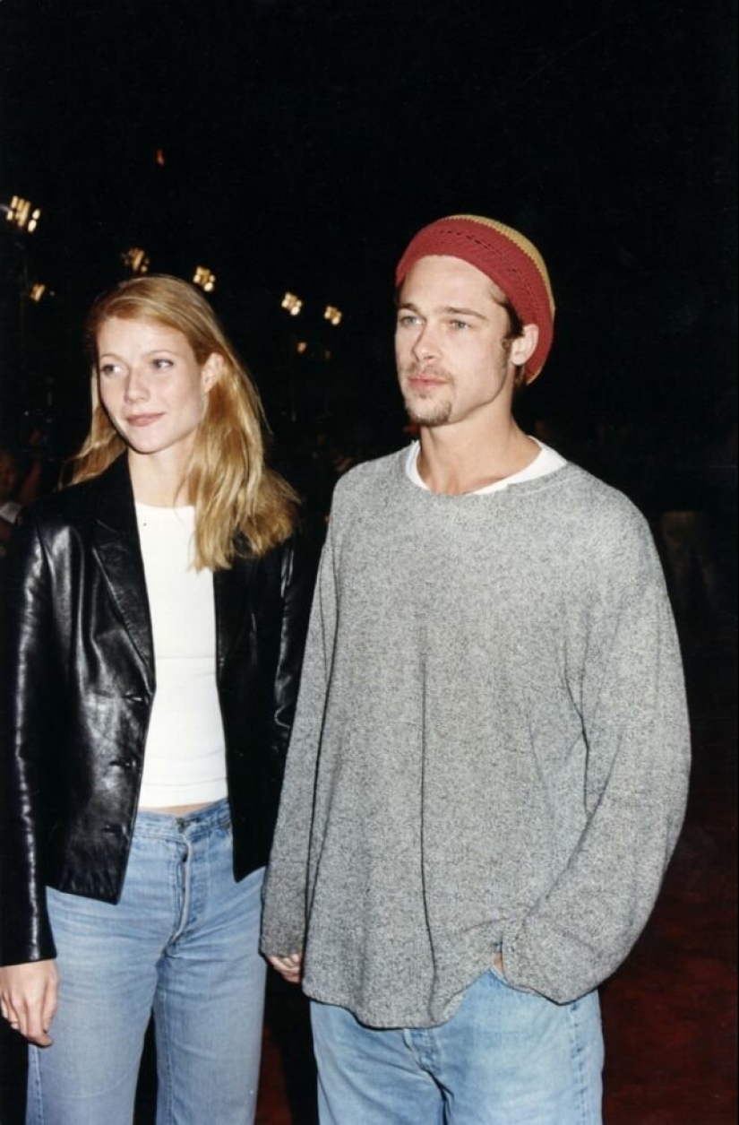 20 fotos de brad pitt y Gwyneth Paltrow, la juventud y el amor de unos a otros