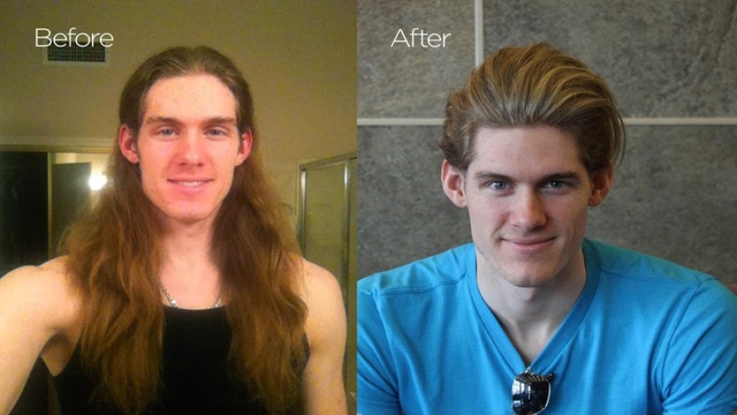 20 hombres transformados antes y después de cortarse el pelo y afeitarse