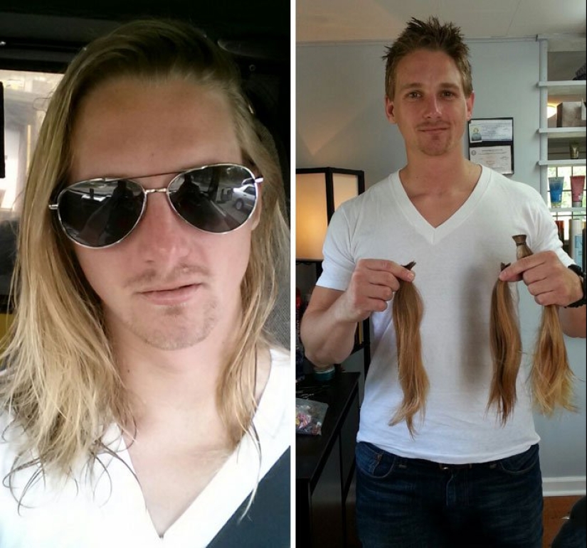 20 photos of people before and after they cut his long hair