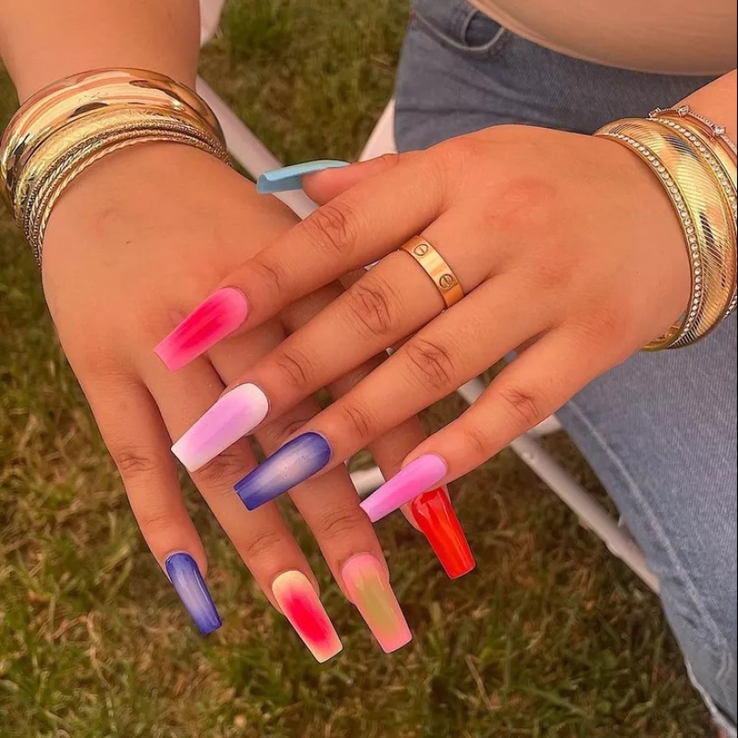 21 Colorful Coffin Nail Ideas For Your Next Maximalist Mani