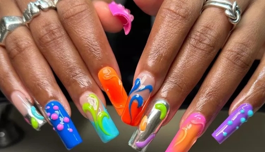 21 Colorful Coffin Nail Ideas For Your Next Maximalist Mani