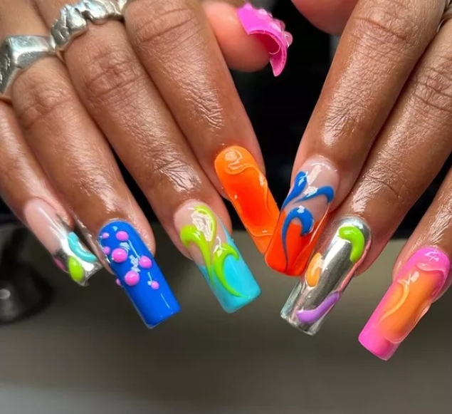 21 Colorful Coffin Nail Ideas For Your Next Maximalist Mani