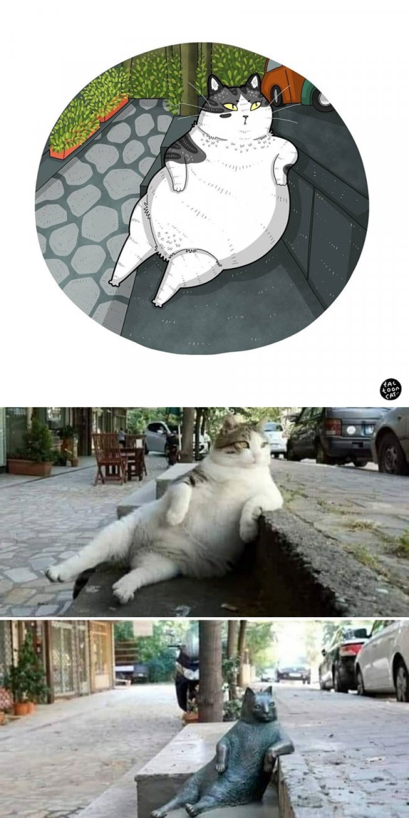 22 funny cat photos from the web that were turned into cartoon illustrations