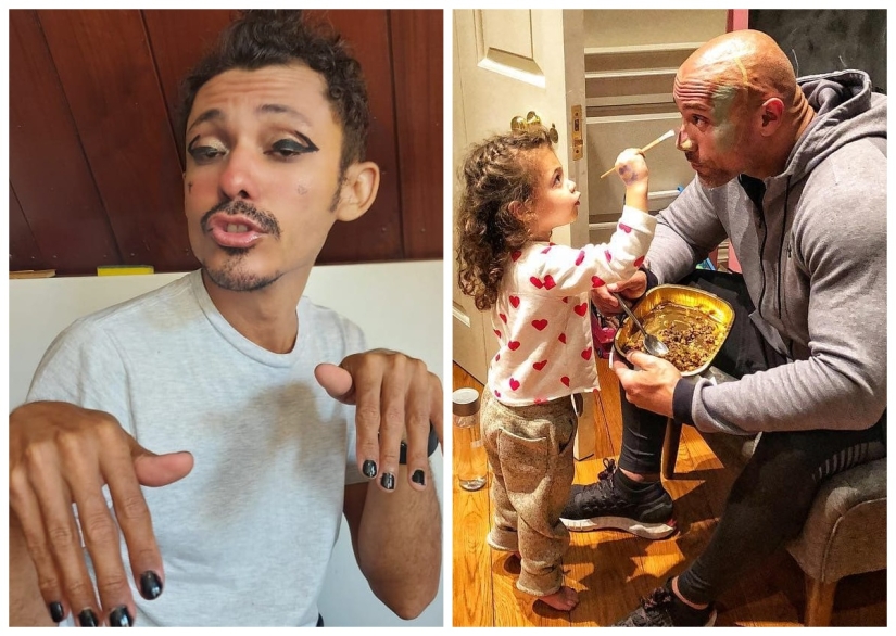 22 funny photos of handsome fathers who have makeup artist daughters growing up