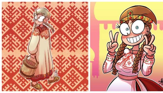 22 works by a Japanese artist who mixed Slavic motifs with manga