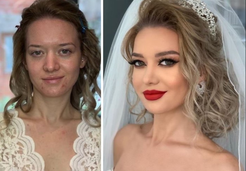 23 photos of amazing transformations of brides after wedding makeup