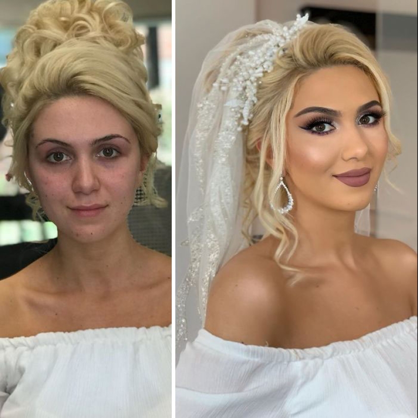 23 photos of amazing transformations of brides after wedding makeup