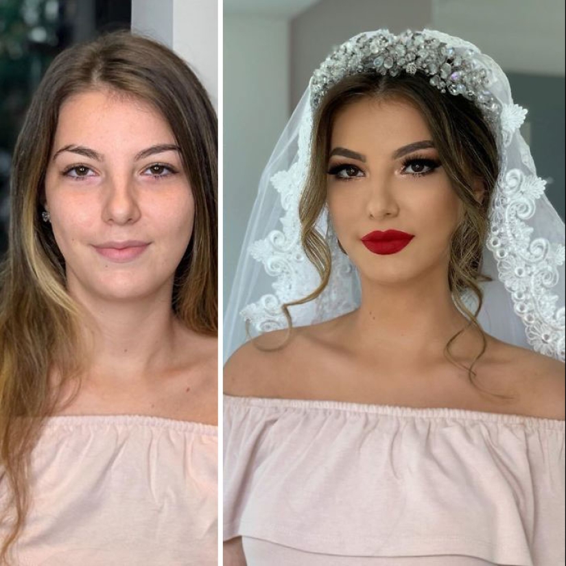 23 photos of amazing transformations of brides after wedding makeup