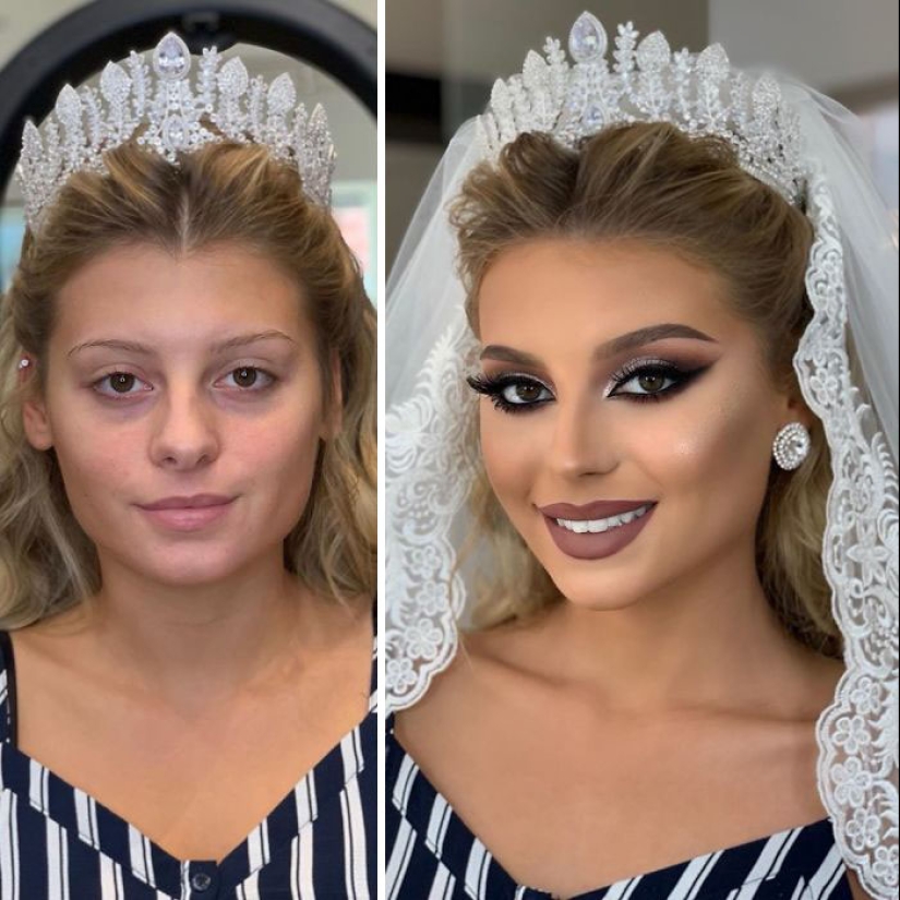 23 photos of amazing transformations of brides after wedding makeup