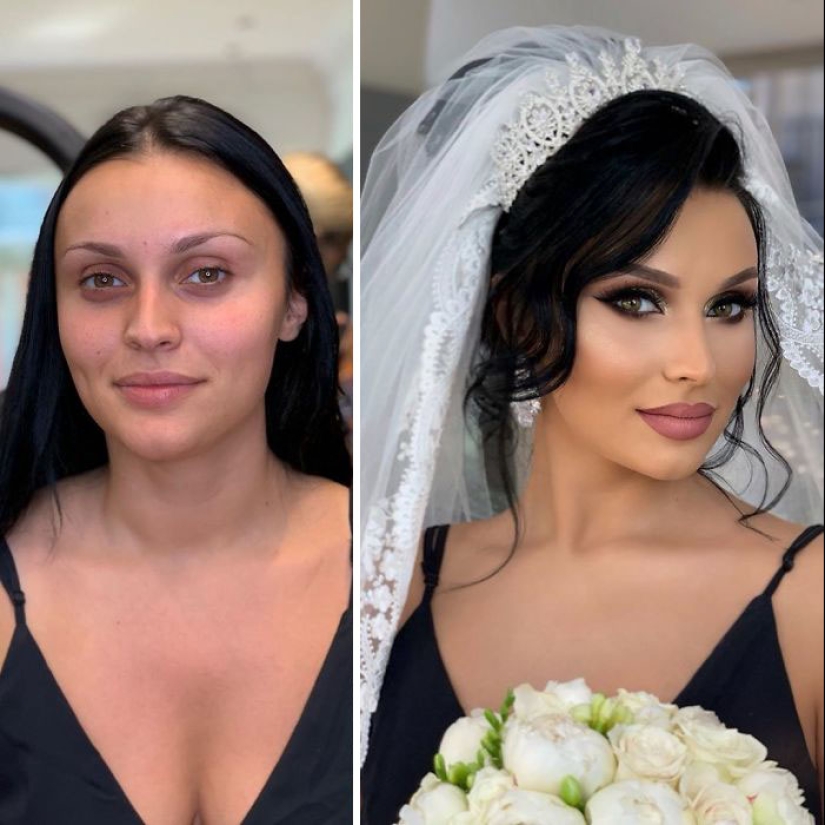 23 photos of amazing transformations of brides after wedding makeup