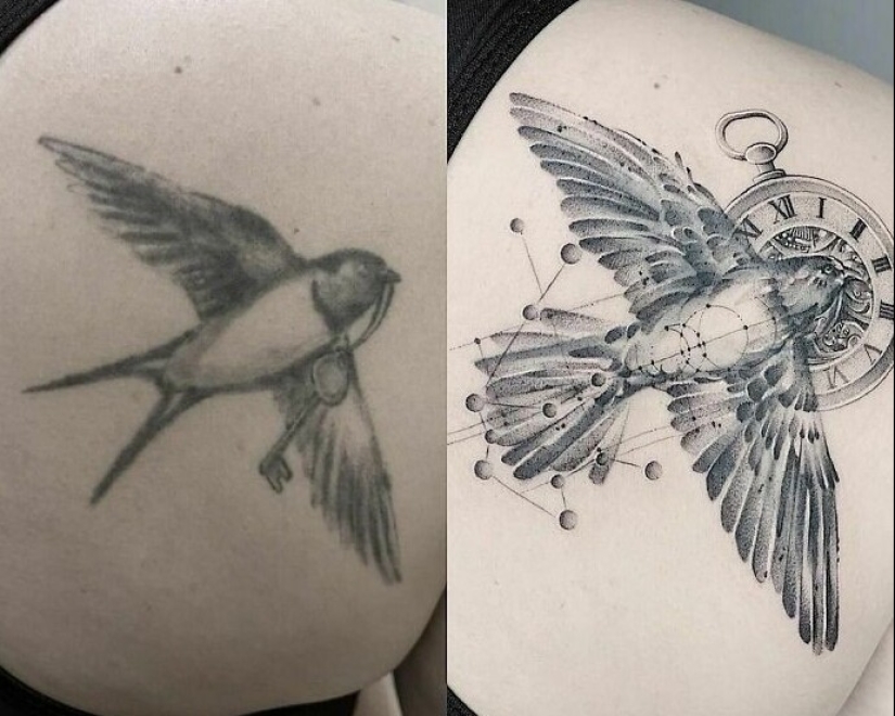 25 ejemplos de superposición exitosa de tatuajes