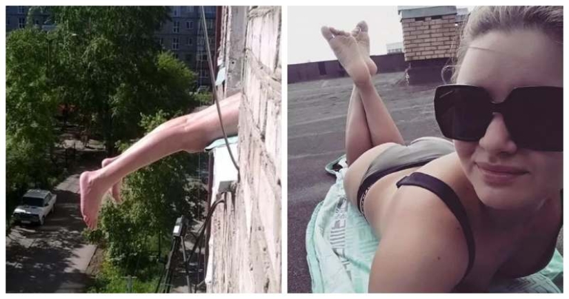 30 examples of extreme sun baths on the roof, in the window and not only