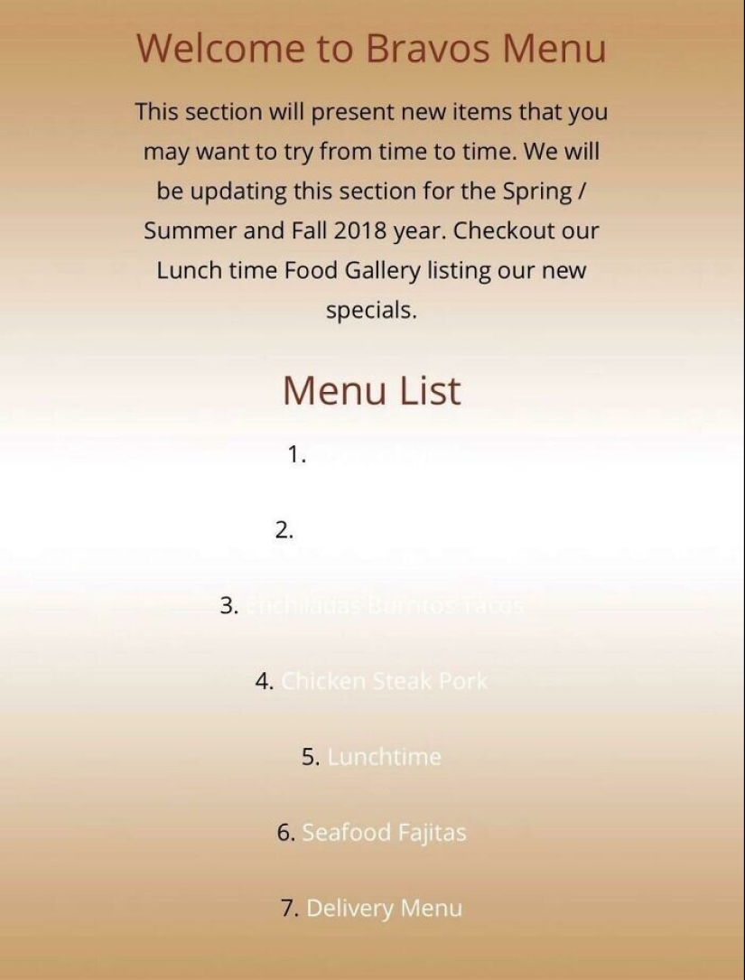 30 examples when you want to leave a restaurant, barely looking at the menu