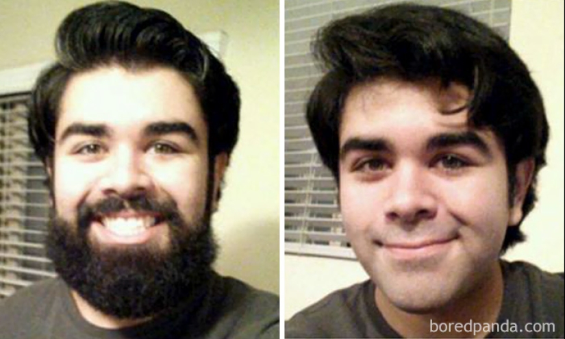 30 men with and without a beard. Are they exactly the same people?