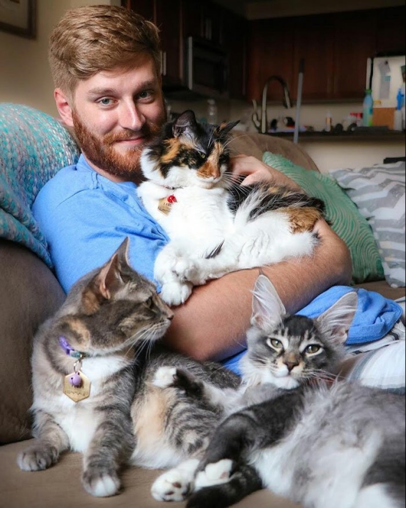 30 touching photos of men and cats