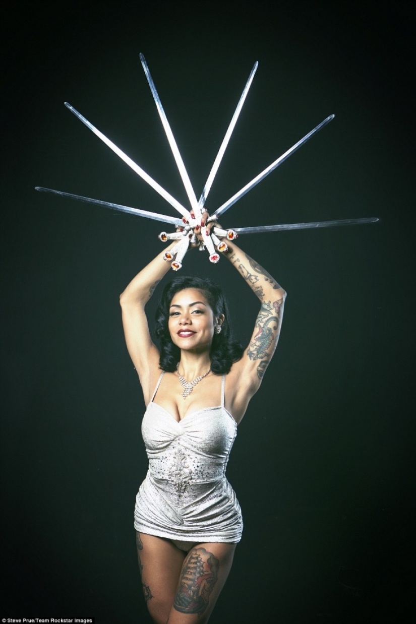 A former Mormon schoolgirl has become the most unusual sword swallower in the world