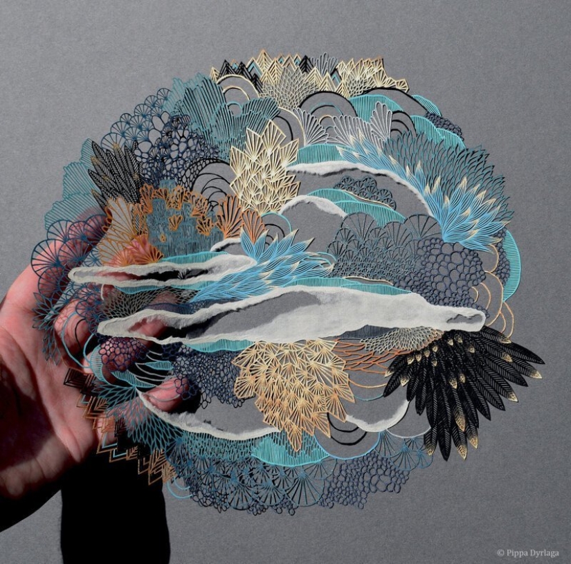 A girl cuts out intricate masterpieces from paper