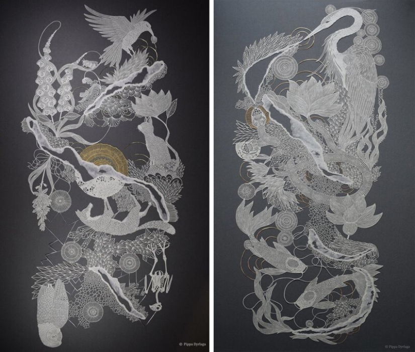 A girl cuts out intricate masterpieces from paper