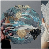 A girl cuts out intricate masterpieces from paper