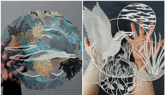 A girl cuts out intricate masterpieces from paper