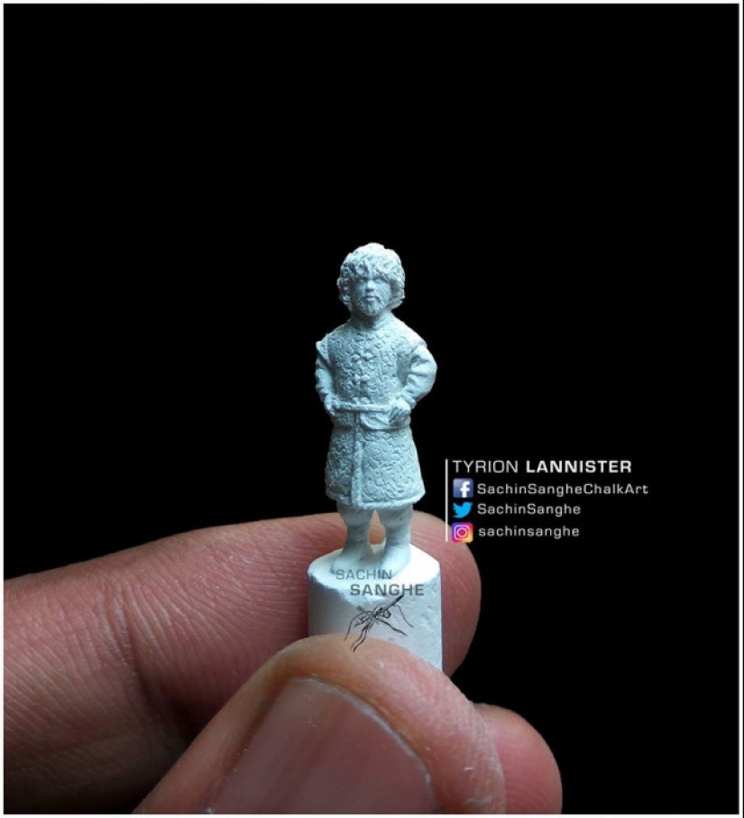 A guy from India carves incredible tiny sculptures out of small crayons