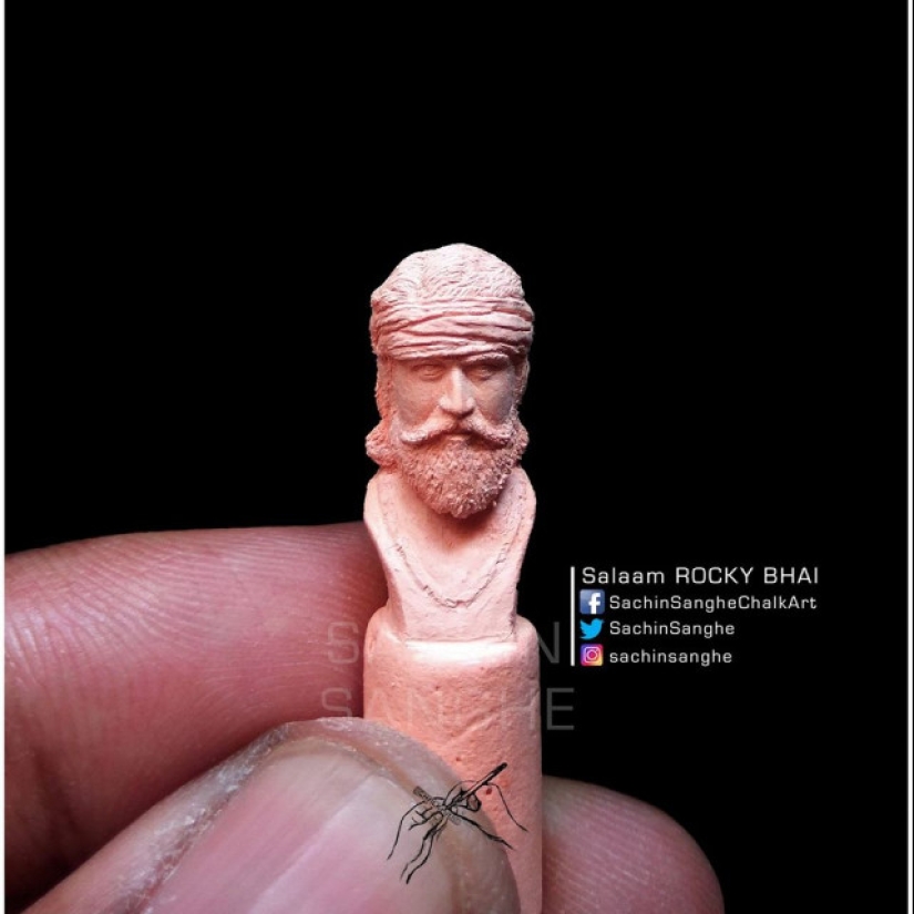 A guy from India carves incredible tiny sculptures out of small crayons