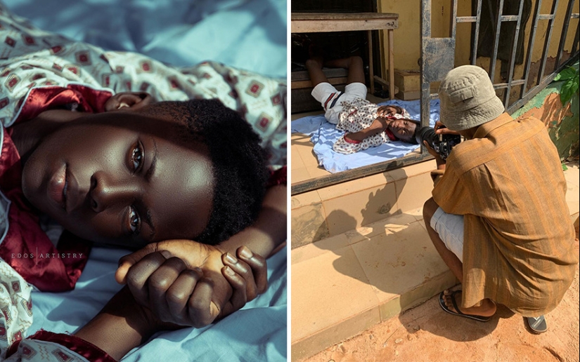 A photographer from Nigeria shows behind the scenes of his photos