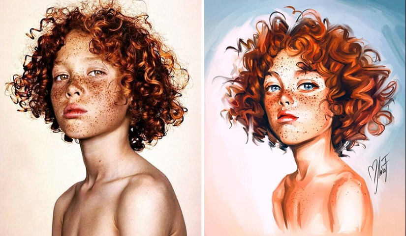 Adorable kids-cartoon characters on the drawings of Russian artist