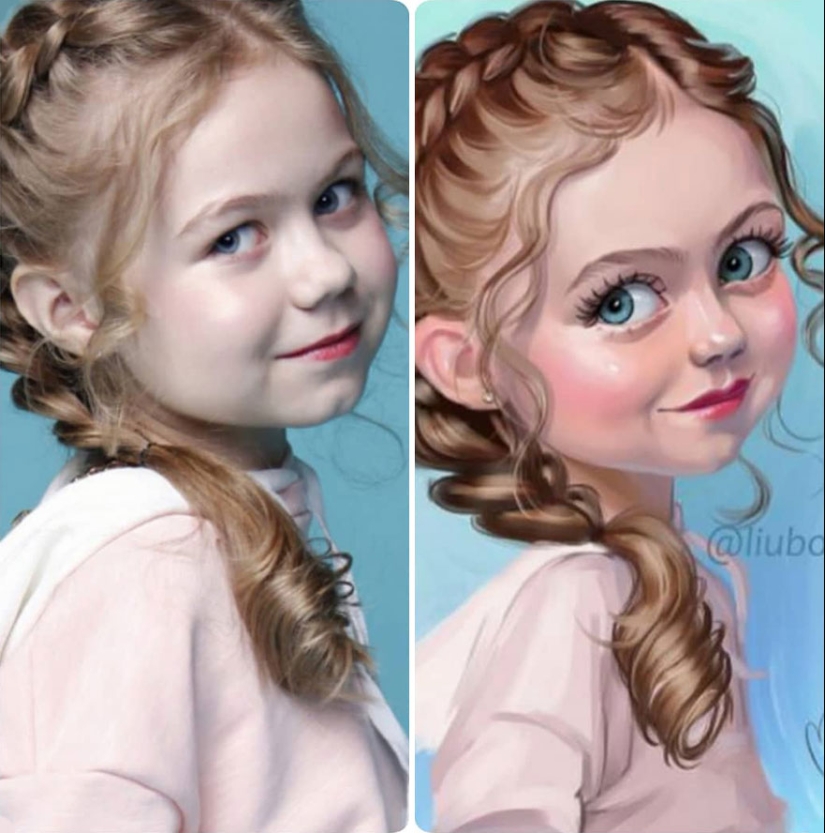 Adorable kids-cartoon characters on the drawings of Russian artist