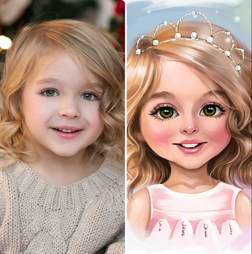 Adorables niños-personajes de dibujos animados de los dibujos de la artista ruso