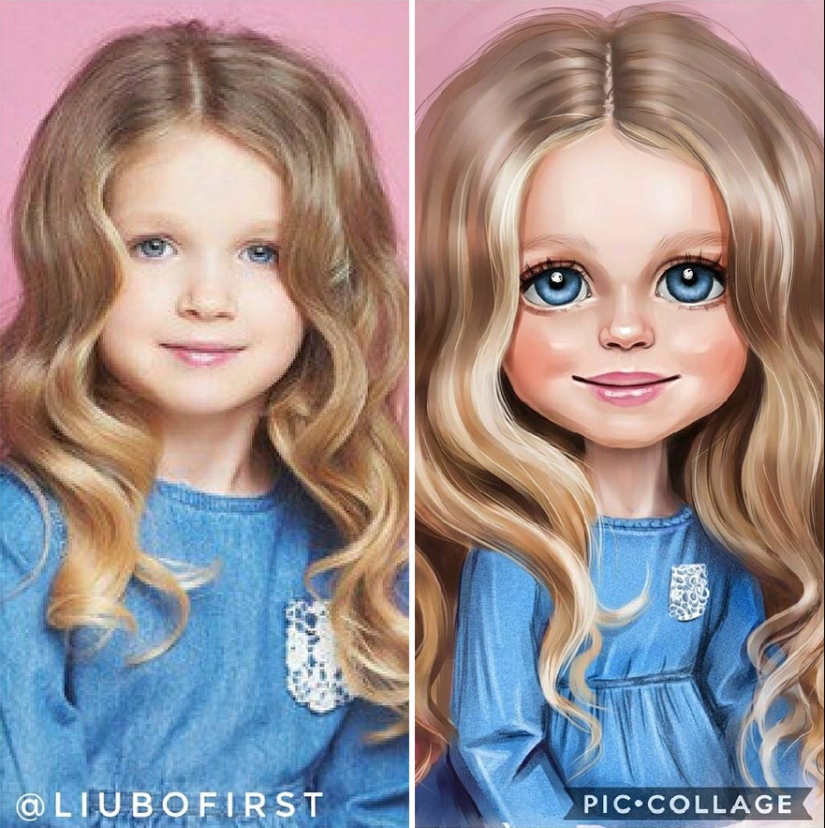 Adorables niños-personajes de dibujos animados de los dibujos de la artista ruso